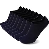 Sunew Women's No Show Socks - 8 Pack Performance Stretch Athletic Compression Socks for Men - Sports Low Cut Socks Medium Navy Blue