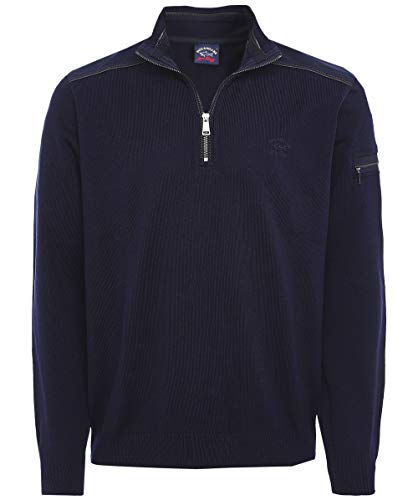 Paul and Shark Hombres Jersey de Lana Virgen con Media Cremallera Navy...
