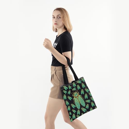 Bolsa tote veraniega PWHAOO con diseño de cigarras miniatura 4