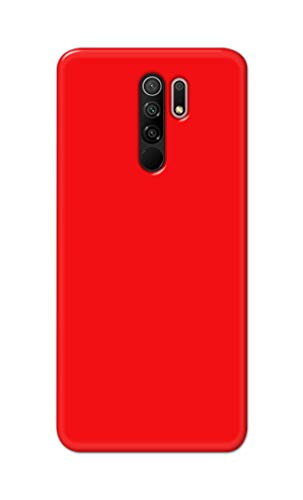 Image of Printed Hard Back Cover Case for Mi Redmi 9 Prime Back Cover (Plain Red) -1803
