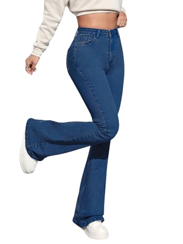 Image of Aahwan Blue Solid Low Waist Bootcut Denim Jeans for Women's & Girls'