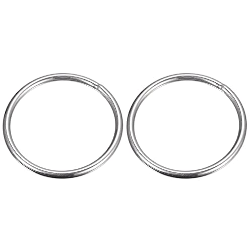 sourcing map 2 Stück O Ringe Edelstahl 304 Metallringe, 70 mm Außendurchm. 5 mm Dicke Geschweißter O-Ring für Befestigung Schrauben Haken Campinggürtel Hundeleinen Taschen Paracord Zubehör