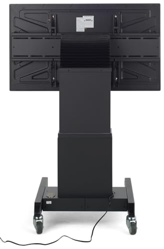 Image of Displays2go 43 inch Touchscreen Digital Signage Stand | Motorized Height Adjustable Display with Android OS & Wheels, DP043TLB
