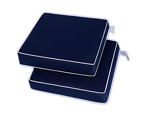 Rosninika 2 Pack Outdoor Cushion Covers Removable Outdoor Chair Covers Patio Chair Covers For Outdoor Furniture With Zipper And Ties (Only Covers) 20X20X4 Inches Navy Blue #TOP1