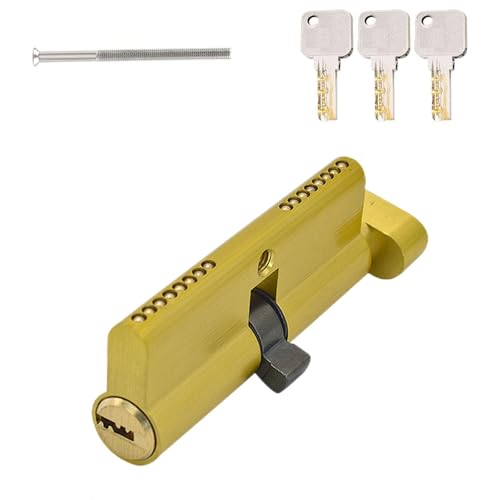 Cylindre de serrure avec bouton, 30/30, cylindre de serrure massif avec 3 clés, cylindre de serrure en laiton, clé réversible, accessoires de rechange (longueur : 60 mm)