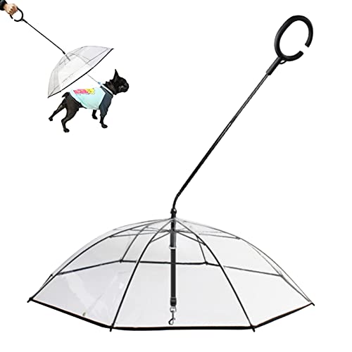 Yusheng Paraguas para Perros pequeños | Paraguas para Mascotas con Cadena Doggie Rain Snow Day Walking Umbrella | Mango en Forma C, Paraguas para Perro Ajustable en ángulo para Mascotas