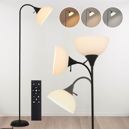 GDRKNP Adjustable Gooseneck Floor Lamp, Stepless Dimming and Color Temperature, Standing Lamp with Magnetic Remote Control, Floor Lamps for Living Room Bedroom Study Office, LED Bulbs Included