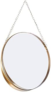 Hosoncovy Metal Frame Wall Round Mirror Hanging Decorative Mirror with Chain Diameter Makeup Mirror Vanity Mirror for Bathroom Living Room Bedroom