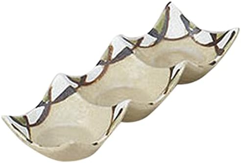 Set of 10 Condiment Dishes, White Ripple Grain, 3-Layer Dishes, Small, 8.0 x 2.6 x 1.3 inches (20.2 x 6.6 x 3.3 cm), Restaurant, Commercial Use, Tableware