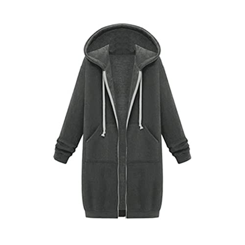 Chaqueta con Capucha Y Cremallera Chaqueta CáLida De Manga Larga Sudadera Suelta Informal Chaqueta Larga De Talla Grande Cover