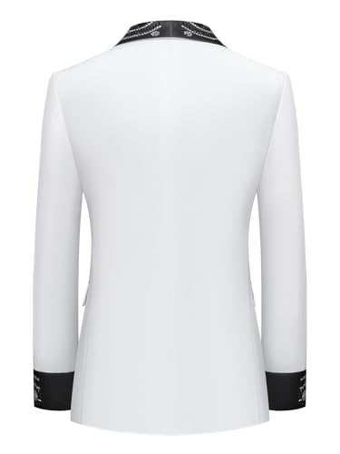 Men's Tuxedo Jakcet Luxury Slim Double Breasted White Dress Blazer with Rhinestones for Prom,Dinner,Party,Homecoming2