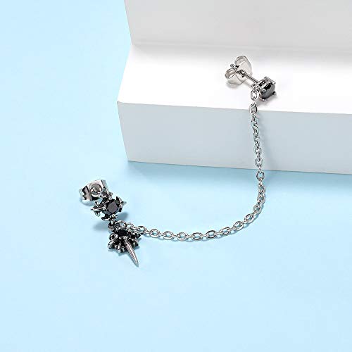 Chain Linked Upper Ear Stud Punk Sword Dangle Surgical Steel Helix Cartilage To Lobe Stud Earring #TOP6