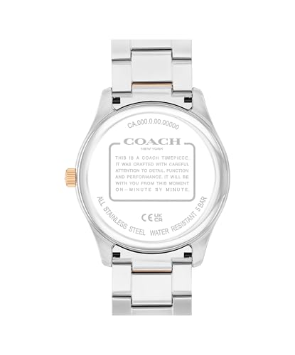 Image of COACH Men's Oliver 3H Quartz Watch, 41mm Case Size, Stainless Steel Bracelet, Date Display, Classic for Every Day - Gift for Him