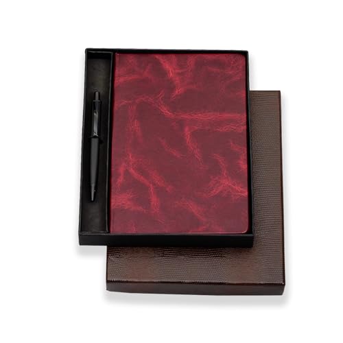 Image of amazon basics A5 Diary With Ribbon Bookmark & Pen,Gift Set For Corporate & Personal Occasions (Red),240 Pages