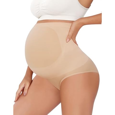 Peauty Maternity Underwear Maternity Shapewear for Under Dresses Baby Shower Belly Support Clothes Essentials Cotton Pregnancy Panties Maternity Dress for Photoshoot(Nude L) Cover