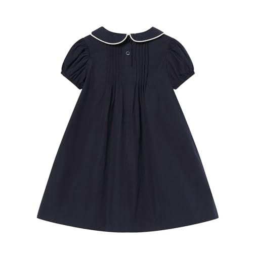 Mud Kingdom Girl Peter Pan Collar Dress Short Puff Sleeve School Uniform Summer Casual2