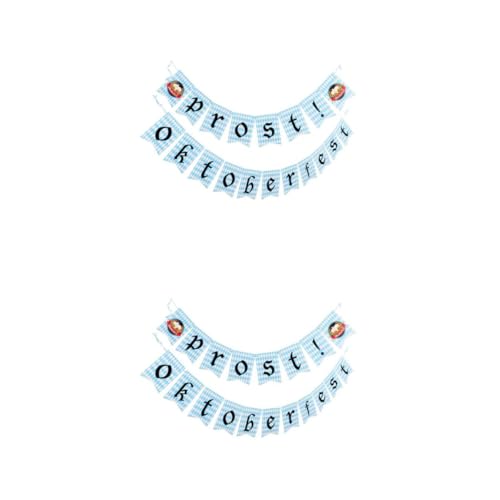 MAGICLULU 2 Sätze Oktoberfest biergartengarnitur Kostümbanner Generische Austernschälklammer verstellbare Austern Auster und Block Pole Party-Couplet-Ornament deutsches bierfestbanner Papier