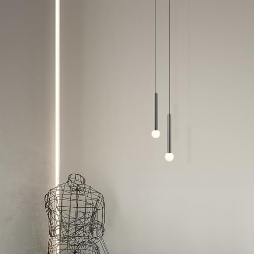 Lámpara lineal moderna de aluminio oscuro colgante con luz regulable LED 3