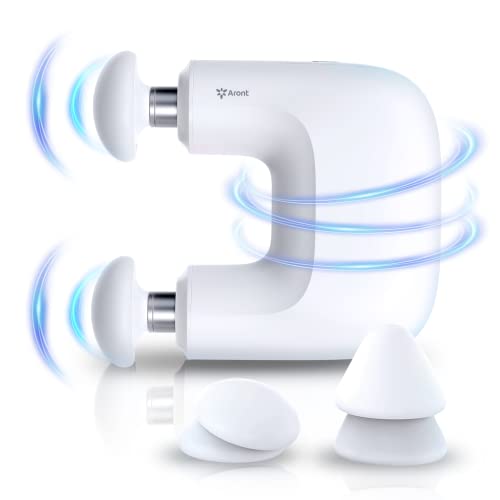 Mini-Massagepistole, Frontmassagepistole mit 4 Massageköpfen, Sport-Pulsio-Massagegerät, leicht, tragbar, leistungsstark, Schmerzlinderung, Muskelbehandlung, Massagepistole (weiß) Cover