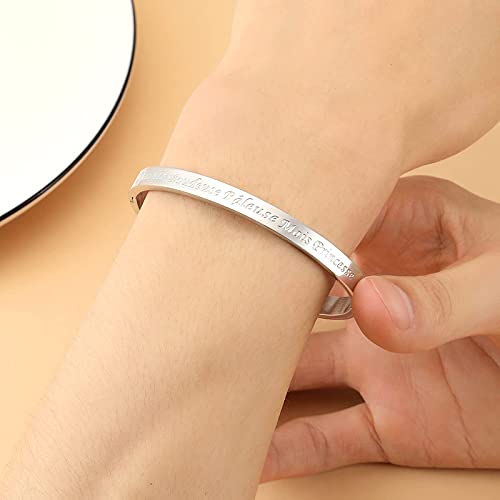 AFSTALR Bracelet Personnalisé Femme Argent Message Jonc Bijoux Acier Inoxydable Femme - Emballage Cadeau pour Maman Fille Soeur Amie – vue 4
