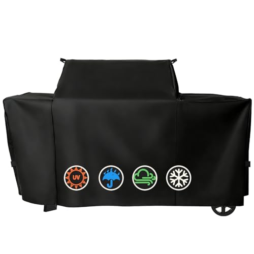 Grill Cover for Traeger Woodridge Pro & Woodridge Elite Wood Pellet Smoker with Side Zipper, 600D Heavy Duty Waterproof UV Resistant Cover, BAC776 for Treager Woodridge Pro Woodridge Elite