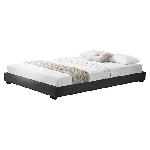 Corium Kunstlederbett Polsterbett aus Kunstleder Bettgestell mit Lattenrost 140x200 cm Bett inkl. Lattenrahmen Doppelbett Jugendbett Lederimitat in Schwarz