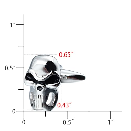 Mancuernillas con diseño de calavera tono plata para hombre miniatura 4