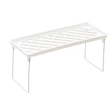 Generisch Erweiterbares Stapelregal für Küche Speisekammer faltbar platzsparend Theken-Organizer für Geschirr Teller in Größen S M L weiß modular aufbaubar (A, One Size)