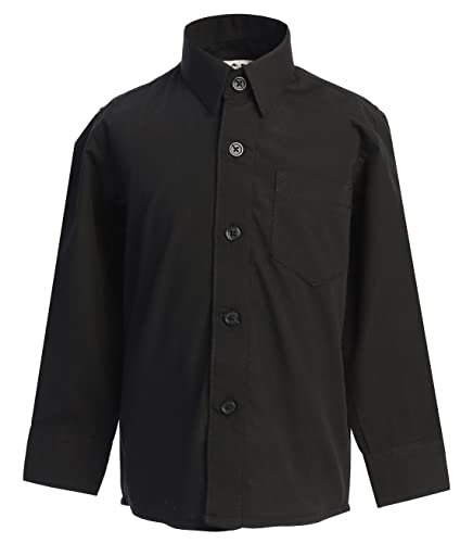 Boys Black Dress Shirt Button Down Long Sleeve - Toddler Collared Shirts - Negra Camisas de Vestir para Nios Negro Size 18