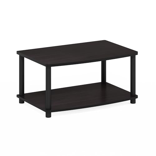 Furinno TURN-N-TUBE TV Riser Stand, 2-Tier Small Elevated No Tools TV Stand, TV Console for TV up to 32 inch, 15.8 x 23.8 x 11, for Living Room, Bedroom, Dark Walnut