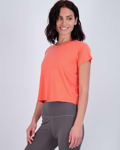 Real Essentials 5 Pack: Women's Dry-Fit Crop Top Short Sleeve Shirts Workout Gym Cropped Athletic Tee (Available in Plus)
