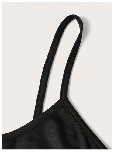 GORGLITTER Girl's Bow Cami Top Rhinestone Spaghetti Strap Summer Sleeveless Tops Black 12Y3