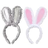 TenaLucy 2 Piezas Diadema de Peluche Orejas de Conejo, Easter Bunny Headband, Accesorios Disfraz Carnaval Mujeres, lindas Orejas des Conejo Accesorios para Fotografía para Mujeres Niñas Juego Roles