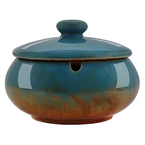 HONZUEN Keramisch Asbak met Deksel, Sigaret Sigaar Winddichte Asbak voor Binnen En Buiten Buitenasbak met Deksel Voor…