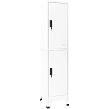Modern beyaz  elik dolap 38 x 45 x 180 cm - B ro, okul ve ev i in 2 kilitlenebilir kap , ask lar, havaland rma delikleri ve etiket tutuculu g venli depolama alan