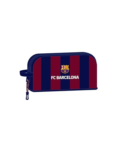 Safta F.C. BARCELONA - Porta Desayunos Térmico, Termo, Portatodo, Calidad y Máxima Resistencia, Porta Comida, Recreo, 21.5x6.5x12 cm, Color Azul marino/granate