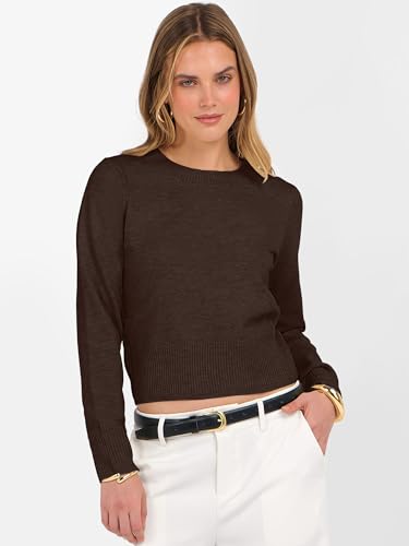 Image of ANRABESS Women's Long Sleeve Sweaters Cropped Crew Neck | Business Casual Tops,Light Weight Comfy Knit,Pullover ShortSweater,Basic Classic,Fall Fashion Winter Layer Clothes