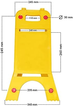 Two-Sided Fold-Out Printable Sign Board with Handle | Portable Outdoor and Indoor Folding Blank Floor Sign Yellow | Printable A-type Plastic Warning Sign for Restaurants and Businesses (Without Sign)