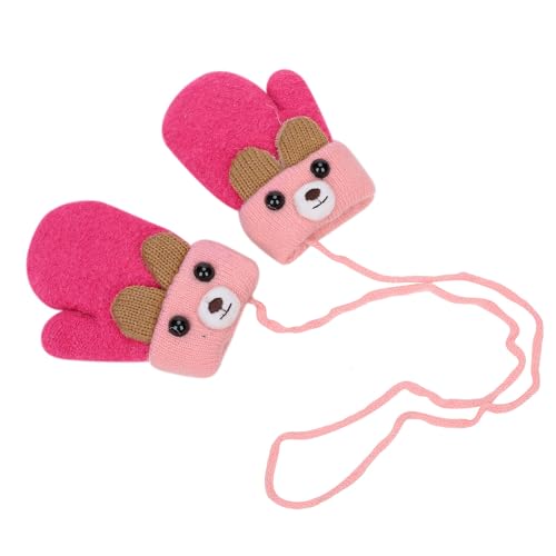 PENINSULA LOVE Toddler Winter Thermal Gloves Warm Knit Mittens Baby String Plush Gloves 1-3Year2