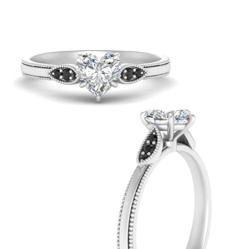 Image of Choose Your Gemstone Milgrain Simple Diamond CZ Ring Sterling Silver Heart Shape Milgrain Engagement Rings Everyday Jewelry Wedding Jewelry Handmade Gifts for Wife US Size 4 to 12