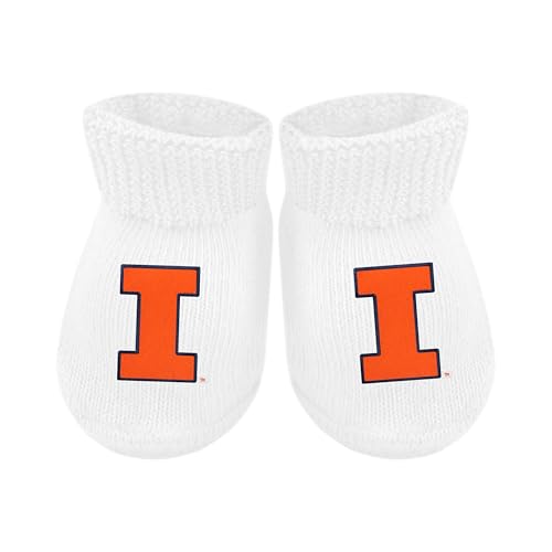 Baby Bootie Sock - Illinois Fighting Illini - White - Newborn - 6 Mos