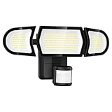 Olafus Battery Powered LED Security Light Motion Sensor Outdoor Light, 2000LM 6500K Motion Flood Light Outside, Wireless Motion Detector Flood Light for Garage Yard Porch Patio IP65 Waterproof, Black