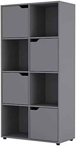 URBNLIVING Wooden Black 2 Cubed Bookcase With 1 Black Door