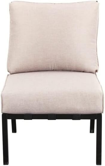 Miniatura 4 de Patio Festival Outdoor - Silla de metal sin brazos ondulados con cojines beige clásico tradicional acabado resistente a la intemperie