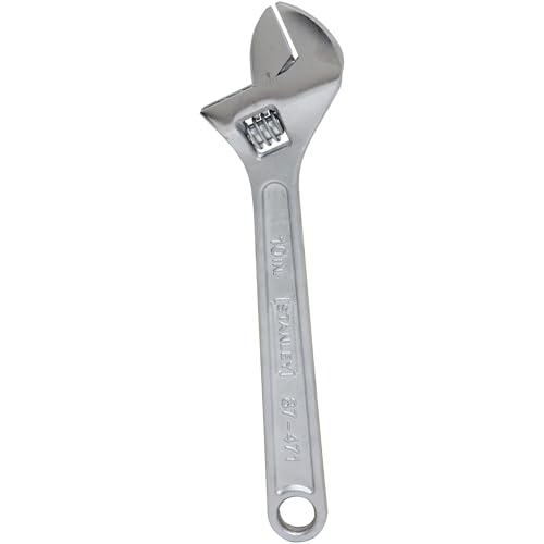 Image of STANLEY 87-471 10 inch (250mm) Adjustable Wrench, Lightweight Handle Design, Chrome Plated, Ideal for Plumbing, Automotive, Furniture Assembly, Outdoor Equipment Maintenance & General Household Tasks