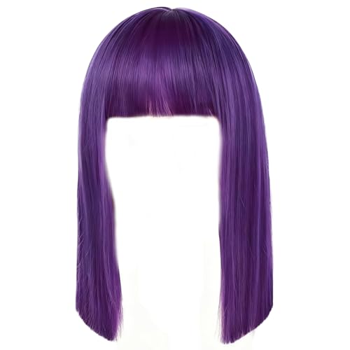 Perruque violette foncée synthétique thermorésistante 14 pouces pour look quotidien féminin