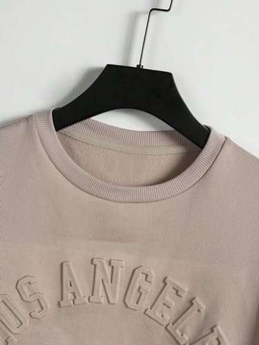 WDIRARA Men's Letter Print Round Neck Long Sleeve Sweatshirt Casual Crewneck Top3