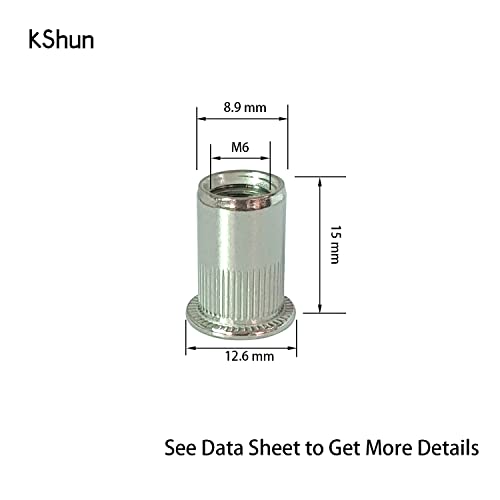 50 Stück Flachkopf Edelstahl (304) Zugnietmuttern M4 M5 M6 M8 M10 Vertikale Streifen Riv Muttern Einsatz Muttern mit Datenblatt