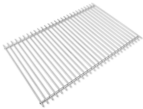 DEOS Grille Barbecue Inox 65x37cm - Grille Acier Inoxydable Européen AISI 304 - Modulaire et Raccourcissable - Idéale Pour Grils - Diamètre Matériau 6+4mm - Compatible Grille Barbecue Électrique