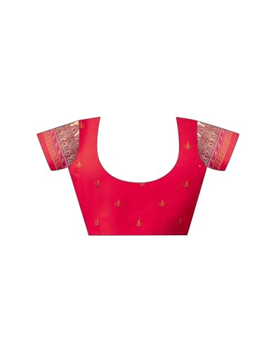 Image of SIRIL Women's Cotton Linen Printed, Zari Border One Minute Ready To Wear Saree With Unstitched Blouse Piece